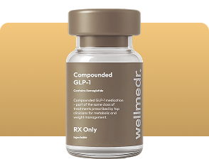Wellmedr compounded GLP-1 medication vial — semaglutide and tirzepatide weight loss treatment